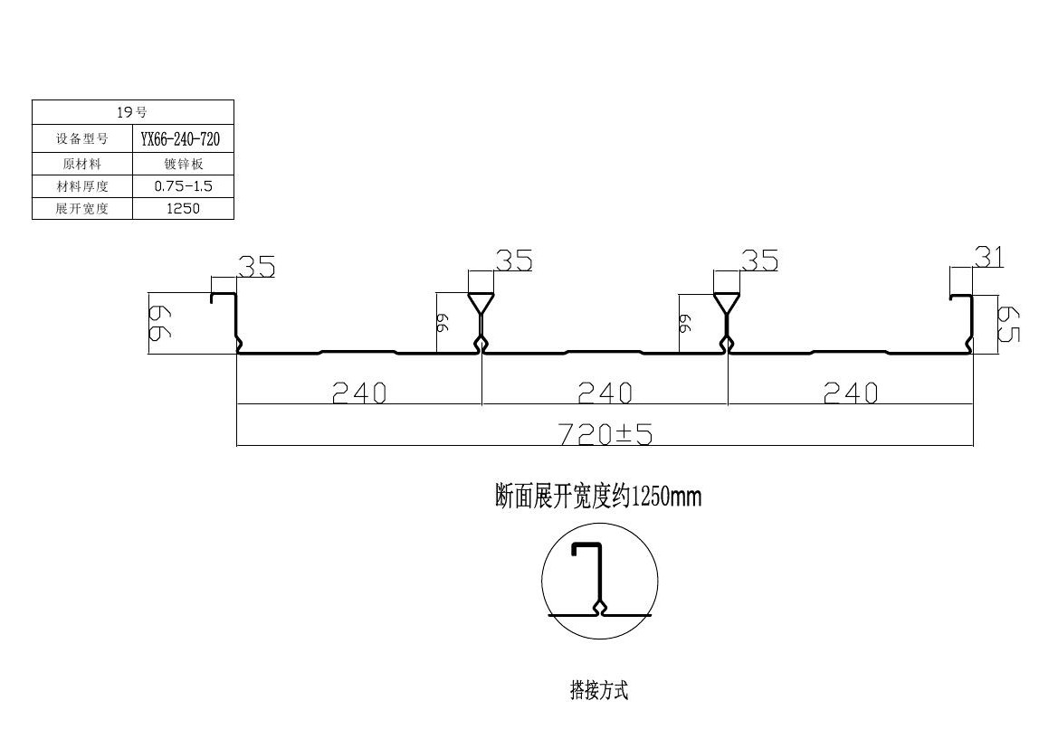 YXB65-240-720閉口樓承板